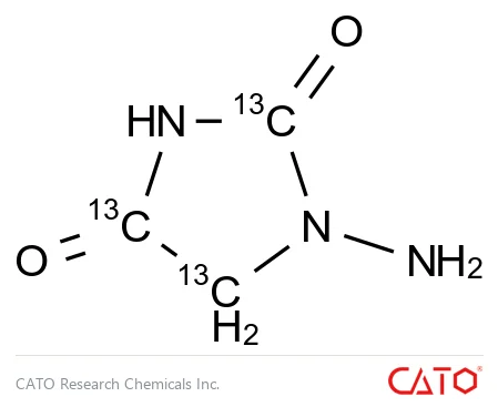Chemical structure of 1-Amino Hydantoin-13C3