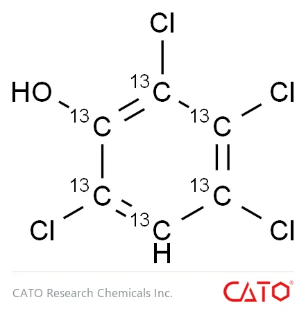 Chemical structure of 2,4,5,6-Tetrachlorophenol-13C6