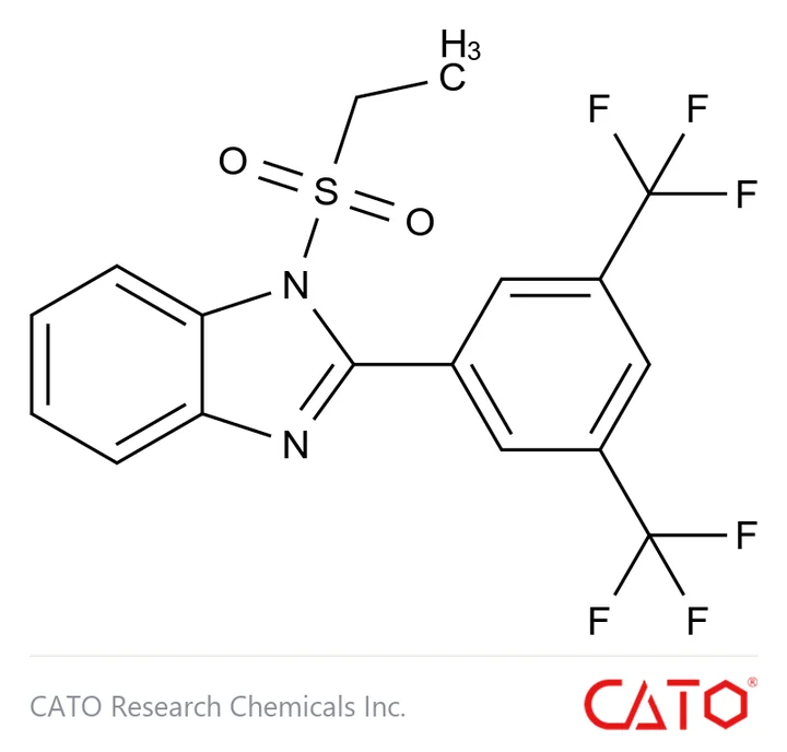 Chemical structure of 2-(3,5-Bis(trifluoromethyl)phenyl)-1-(ethanesulfonyl)-1H-benzimidazole